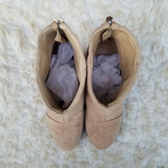 Canvas Booties Rag & Bone Newbury Tan Ankle Boot Size 7.5 Side Zip Heeled Cuffed - Picture 15 of 15